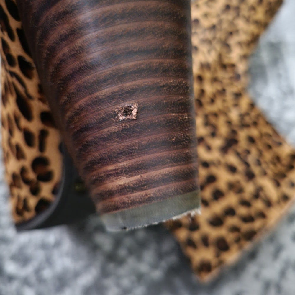 Lucky brand Munise leather cow hair leopard booties Size 9 - Picture 9 of 14
